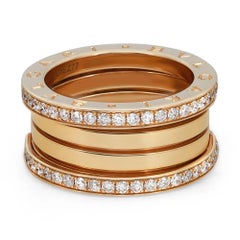 Bvlgari B.Zero1 Diamond Band Ring 18K Yellow Gold Size 55 US 7