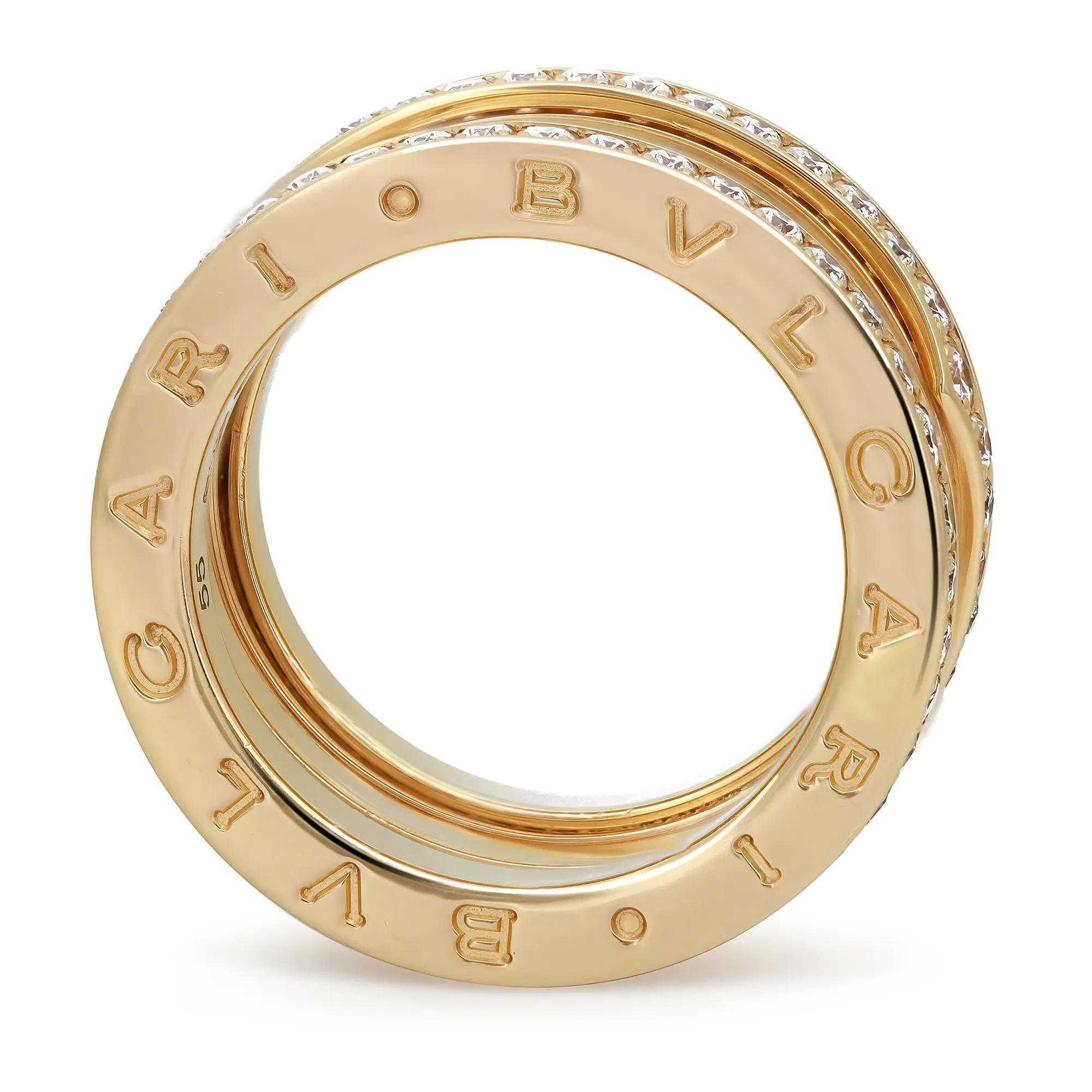 Moderne Bvlgari B.Zero1 Diamond Band Ring 18K Yellow Gold Size 55 US 7 en vente