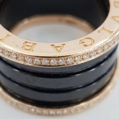 Bvlgari B.Zero1 Diamond Black Ceramic and 18k Rose Gold Four-Band Ring