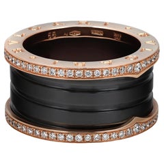 Bvlgari B.Zero1 Diamant-Keramik-Ring mit vier Bändern, 18 Karat Roségold, Größe 52 US 6