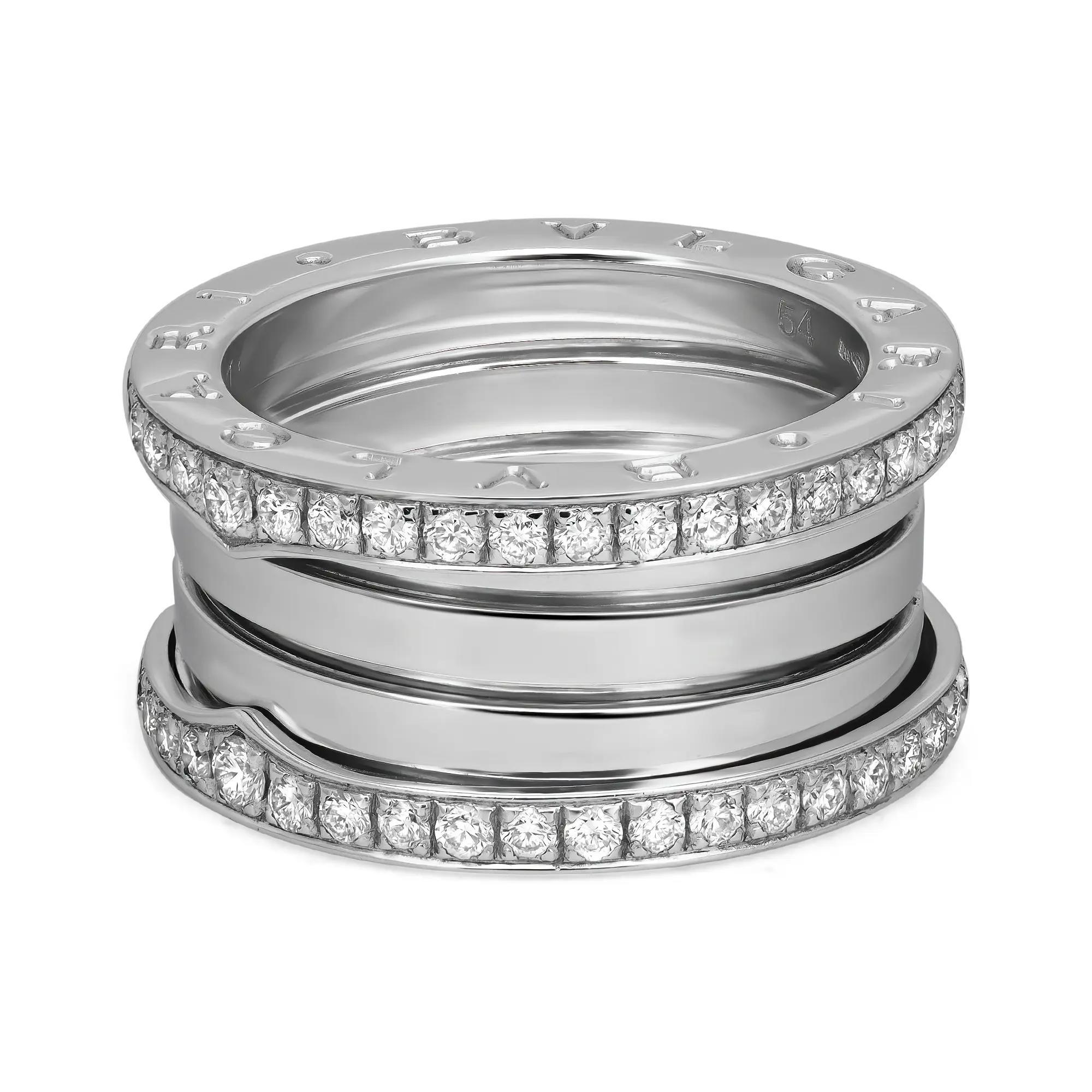 Bvlgari B.Zero1 Diamant-Ring mit vier Bändern aus 18 Karat Weißgold, Größe 54 US 6,75 (Moderne) im Angebot
