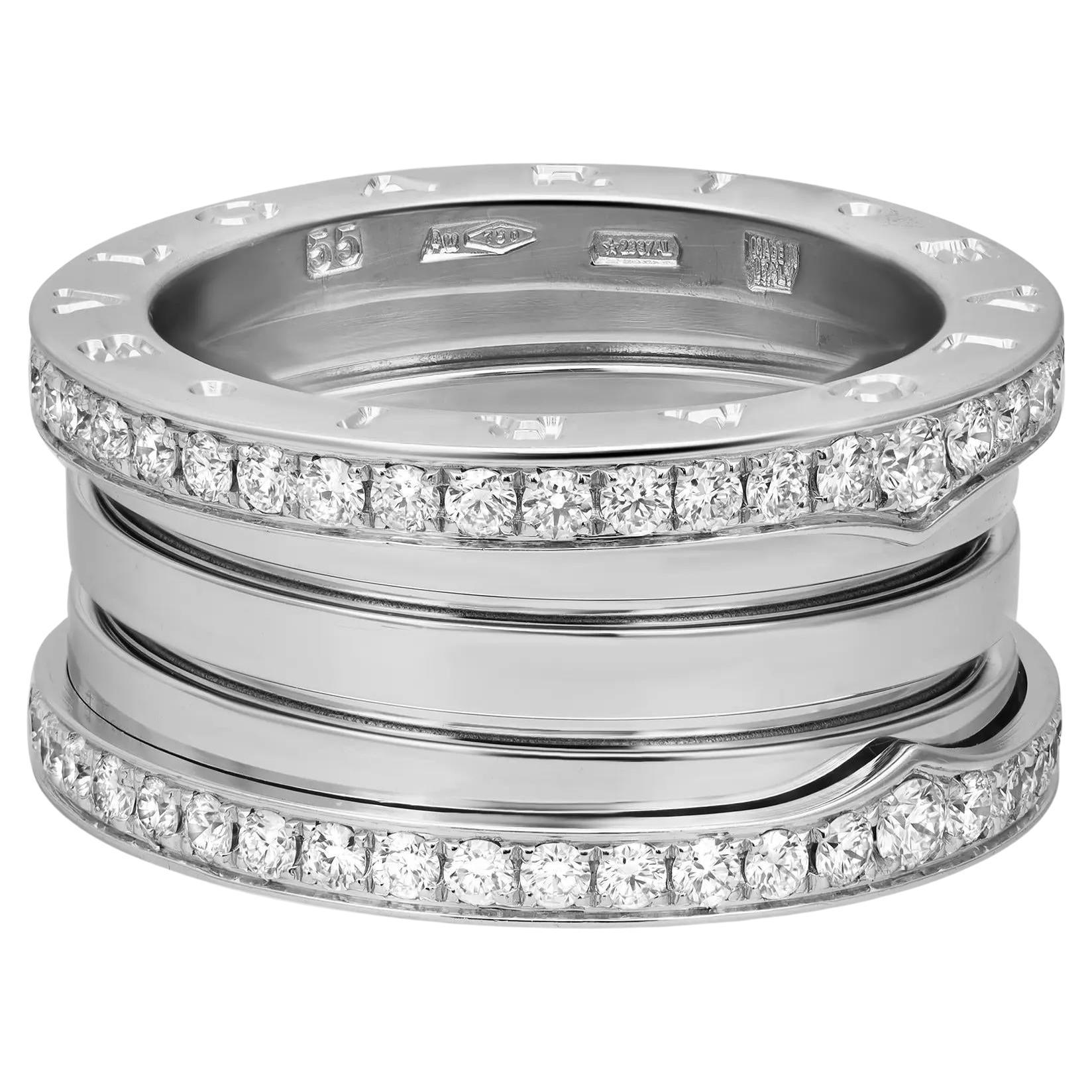 Bvlgari B.Zero1 Bague à quatre anneaux en or blanc 18 carats avec diamants taille 55 US 7 en vente