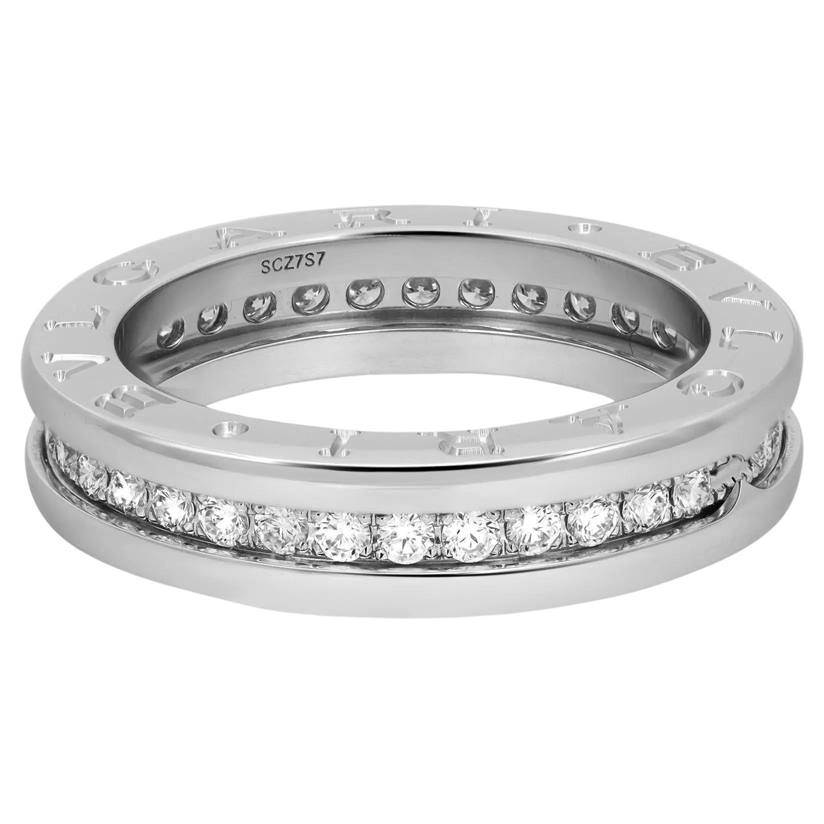 Bvlgari B.Zero1 Bague à un anneau en or blanc 18 carats avec diamants, taille 52 US 6