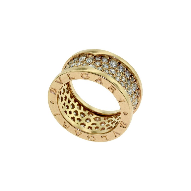Bvlgari B Zero1 Diamond Pave Rose Gold Band Ring At 1stdibs Bvlgari B Zero1 Diamond Pave Rose Gold Band Ring At 1stdibs