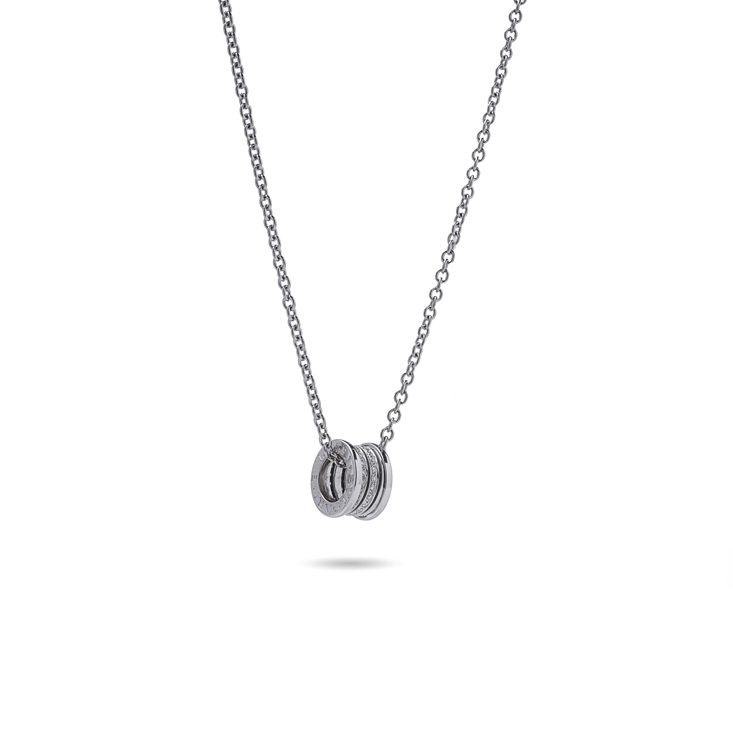 Bvlgari B.Zero1 Diamant-Anhänger-Halskette aus 18 Karat Weißgold (Brillantschliff) im Angebot