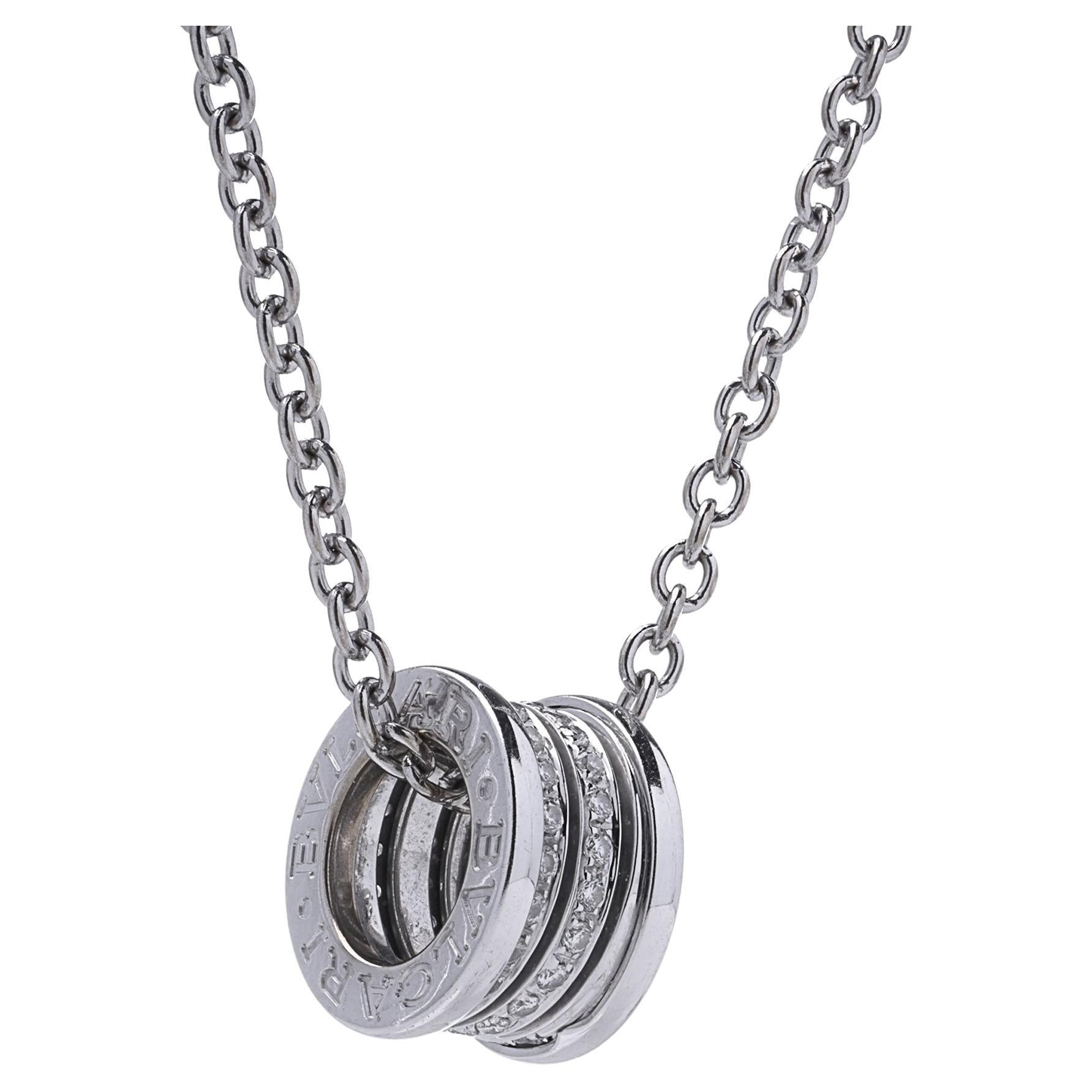 Bvlgari B.Zero1 Diamant-Anhänger-Halskette aus 18 Karat Weißgold