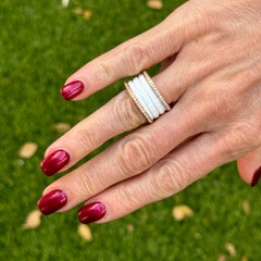 Anello Bvlgari B.Zero1 con diamanti e ceramica bianca, fascia in oro rosa 18 carati, misura 54 (US 7) di B&P, NUOVO