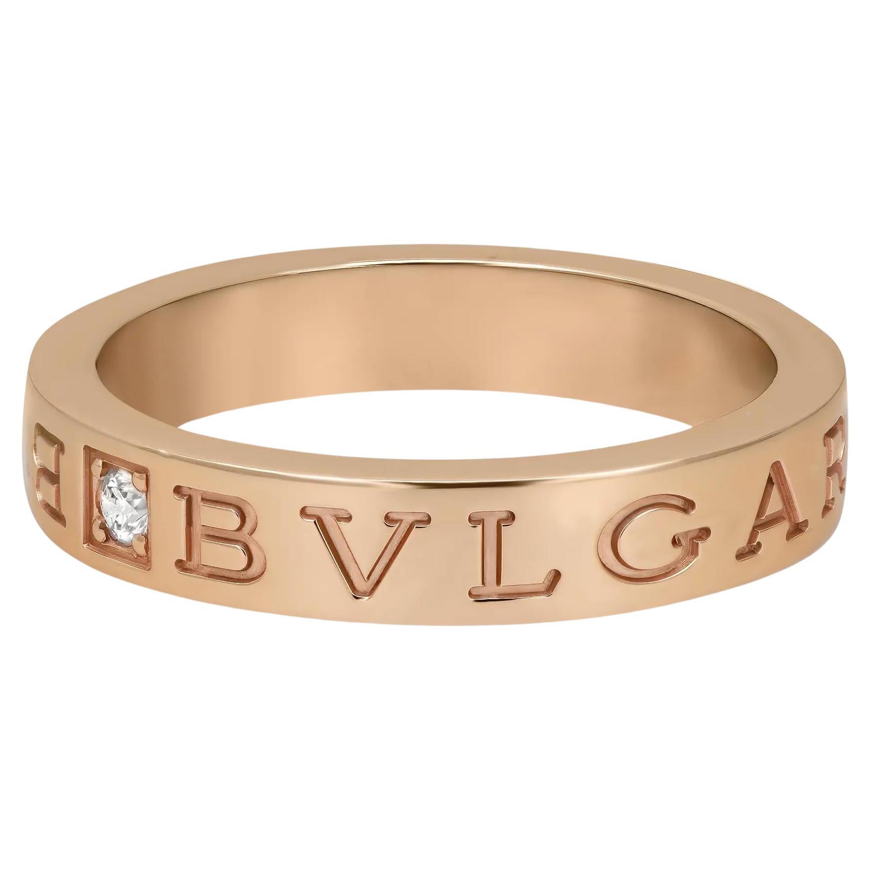 Bvlgari B.Zero1 Essential Diamond Band Ring 18K Rose Gold Size 58 US 8.5 For Sale