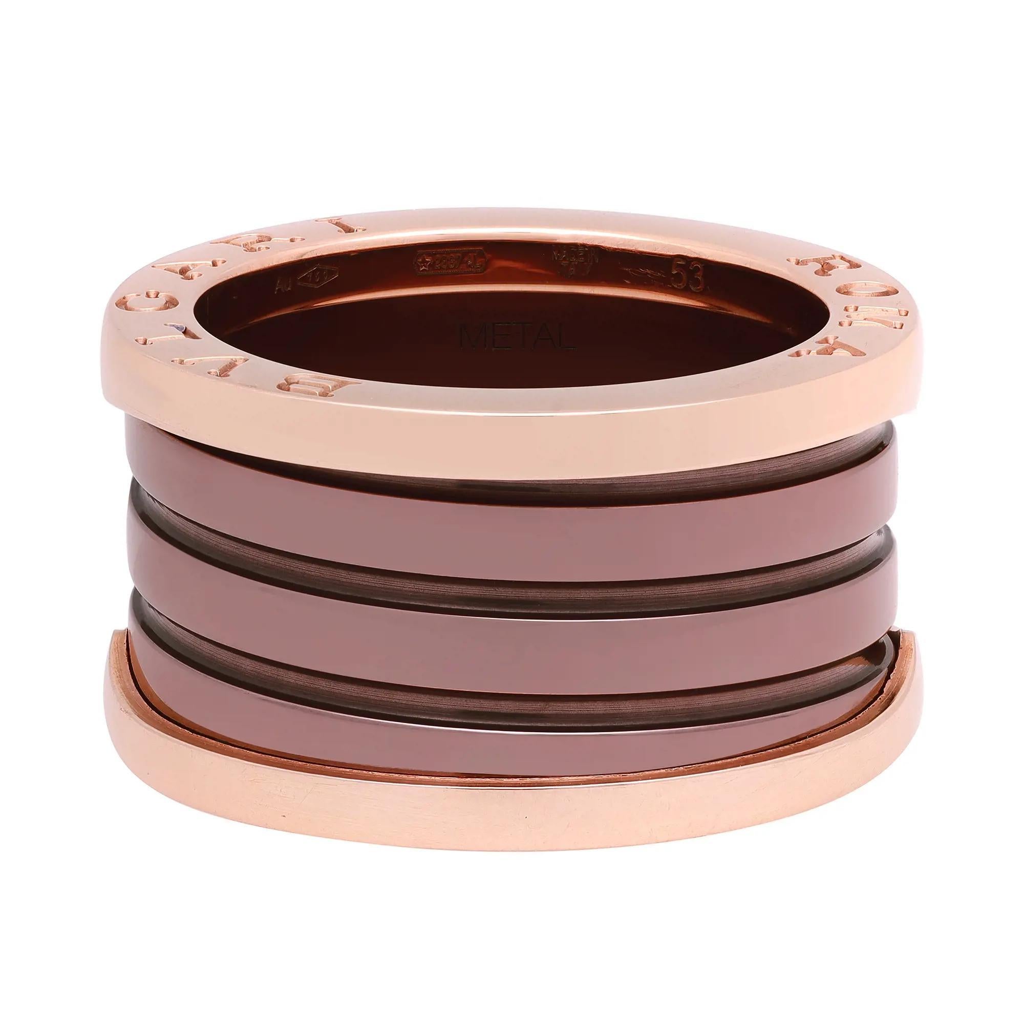 Bvlgari B.Zero1 Vierer-Ring aus 18 Karat Roségold und Keramik für Damen oder Herren