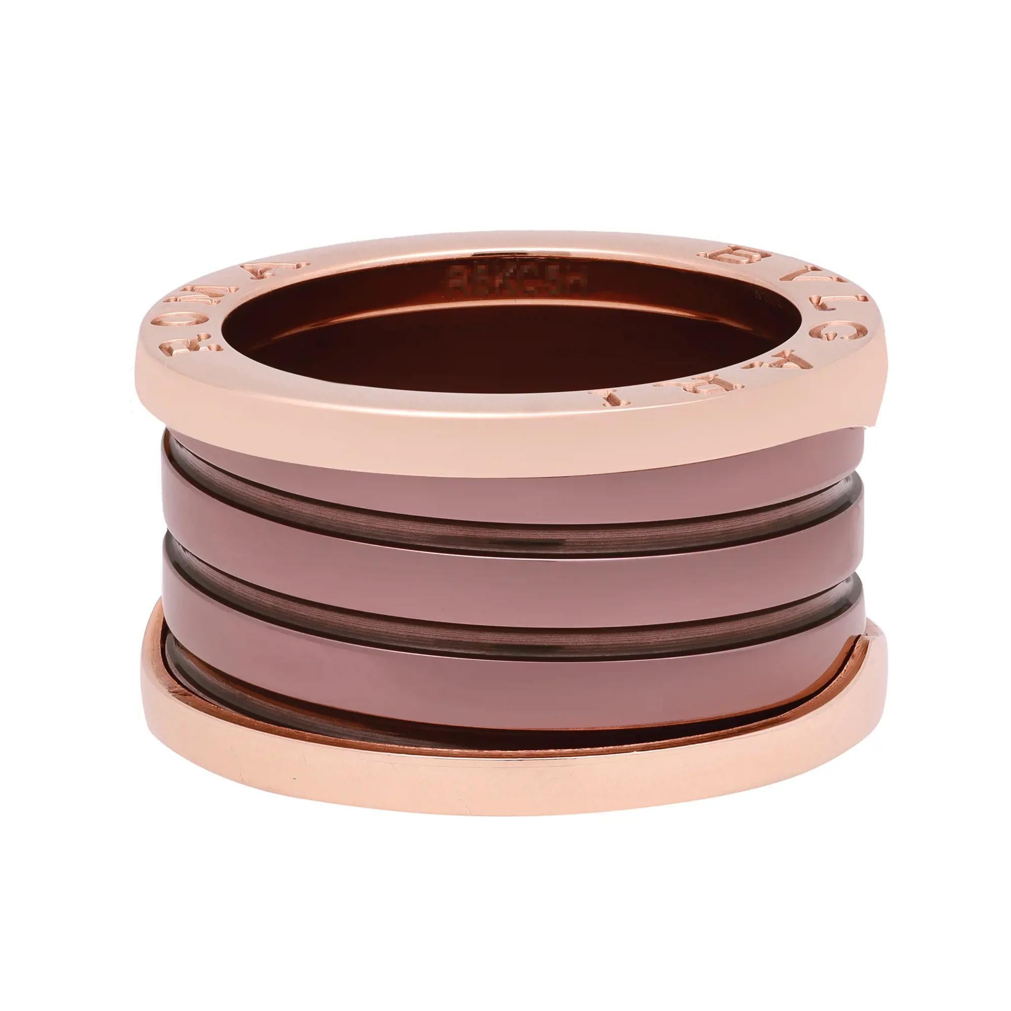 Moderno Bvlgari B.Zero1 Anello a quattro fasce in oro rosa 18 carati e ceramica