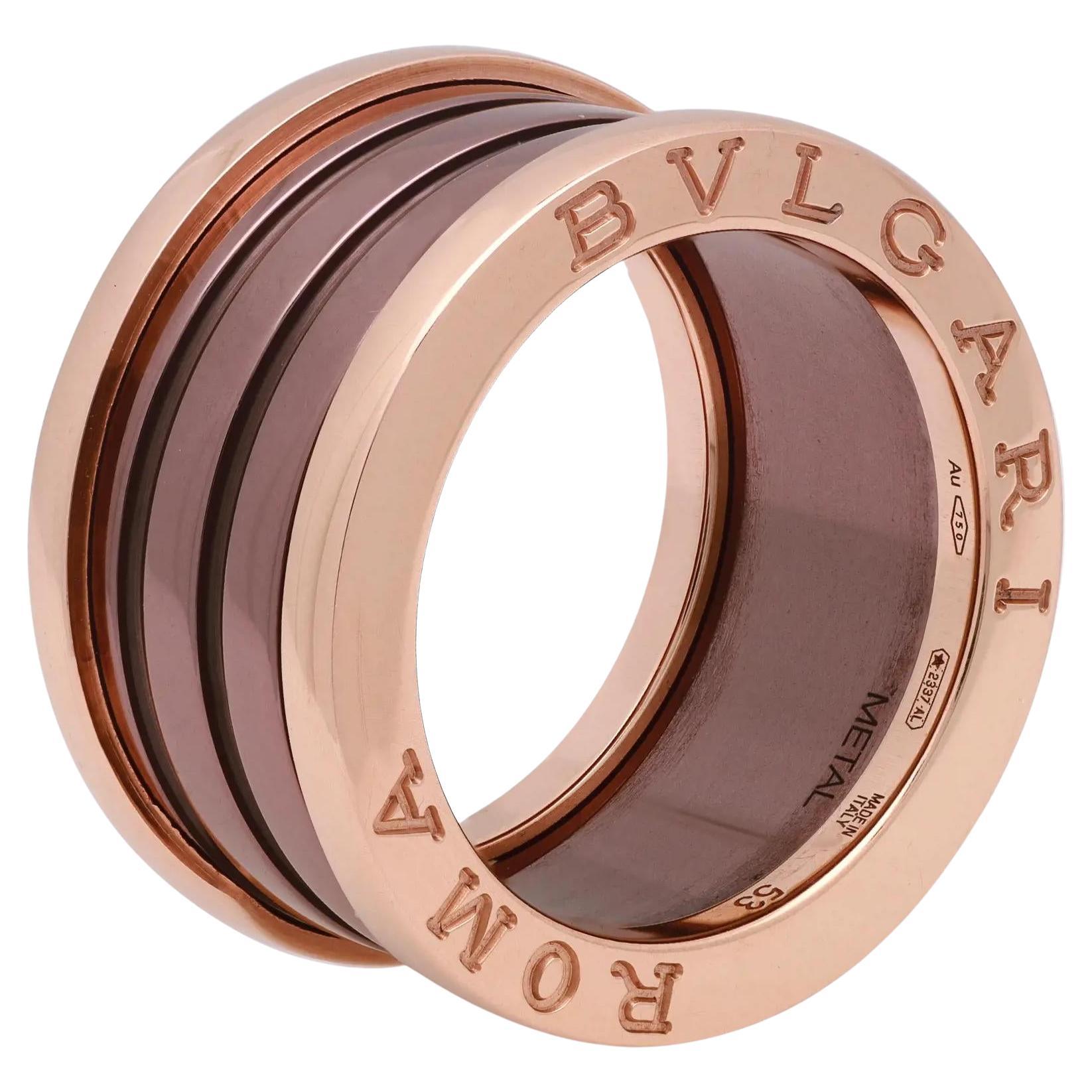 Bvlgari B.Zero1 Four Band Ring 18K Rose Gold and Ceramic