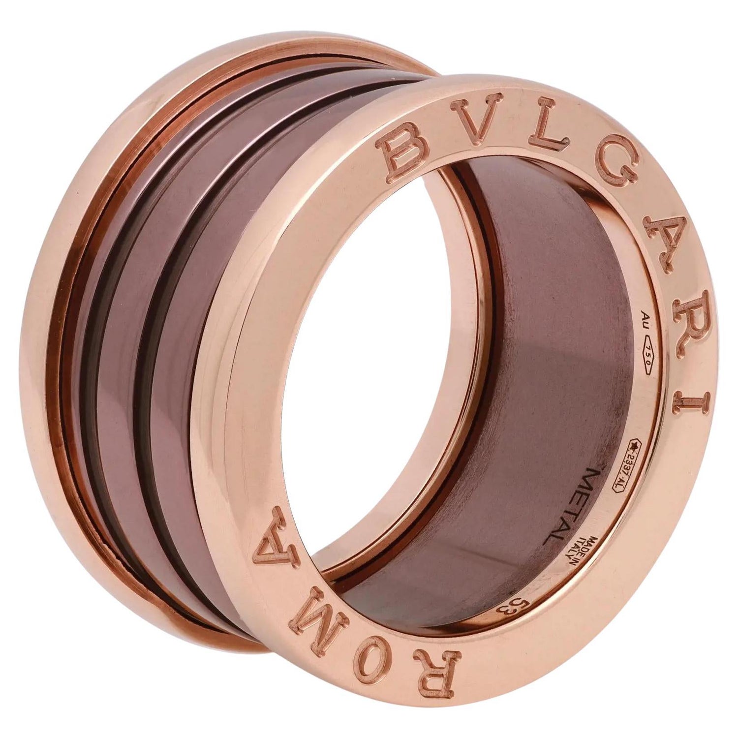 Bvlgari B.Zero1 Two Band Ring 18K Rose Gold and Ceramic For Sale at 1stDibs  | cck ring, bvlgari 2 band ring, bvlgari b01 ring