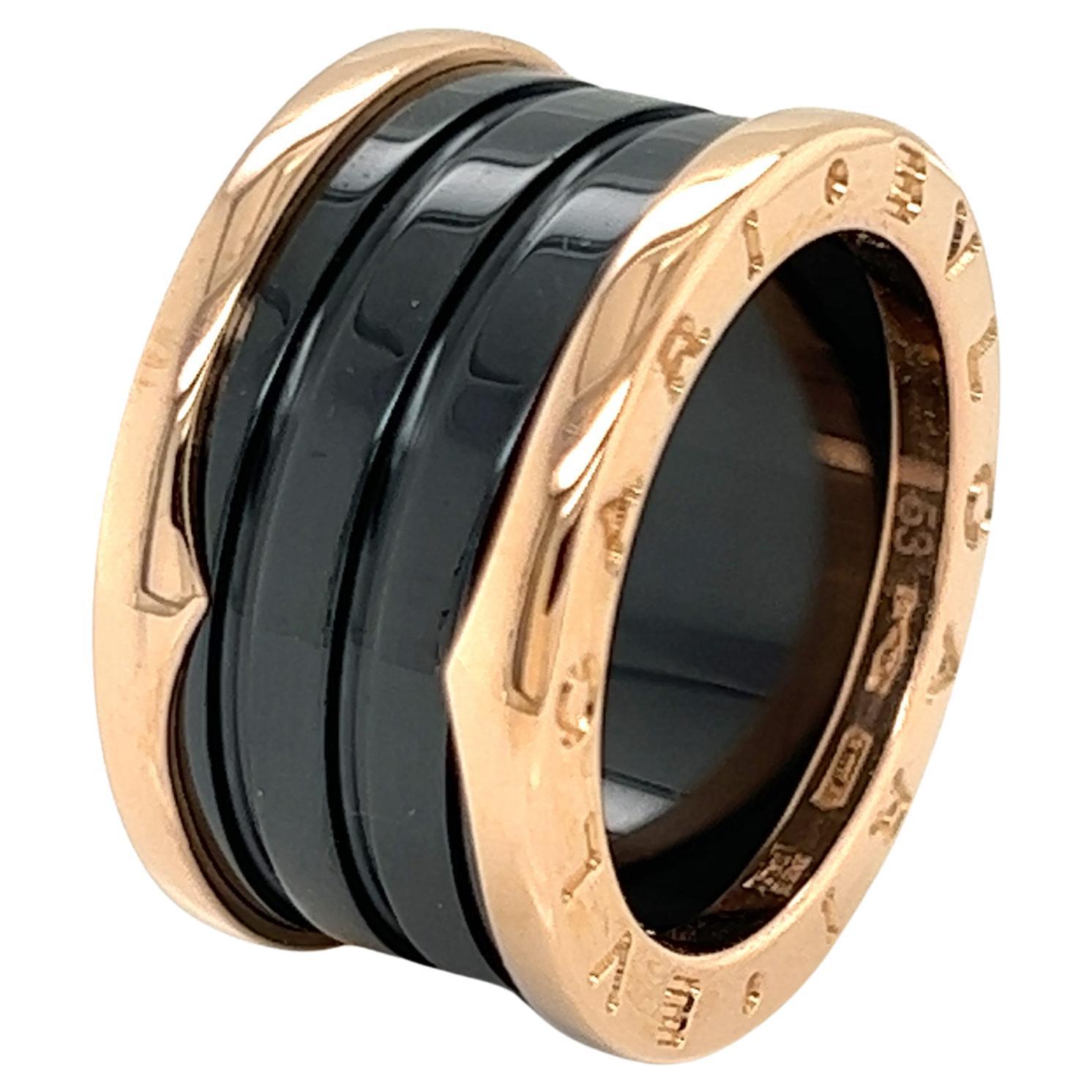 Bvlgari B.zero1 Four-Band Ring in 18k Rose Gold & Black Ceramic For Sale