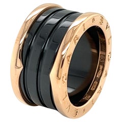Bvlgari B.zero1 Four-Band Ring in 18k Rose Gold & Black Ceramic - Size 6