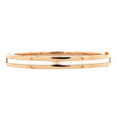 Bvlgari B.Zero1 Hinged Bangle Bracelet 18K Rose Gold with Ceramic 7mm