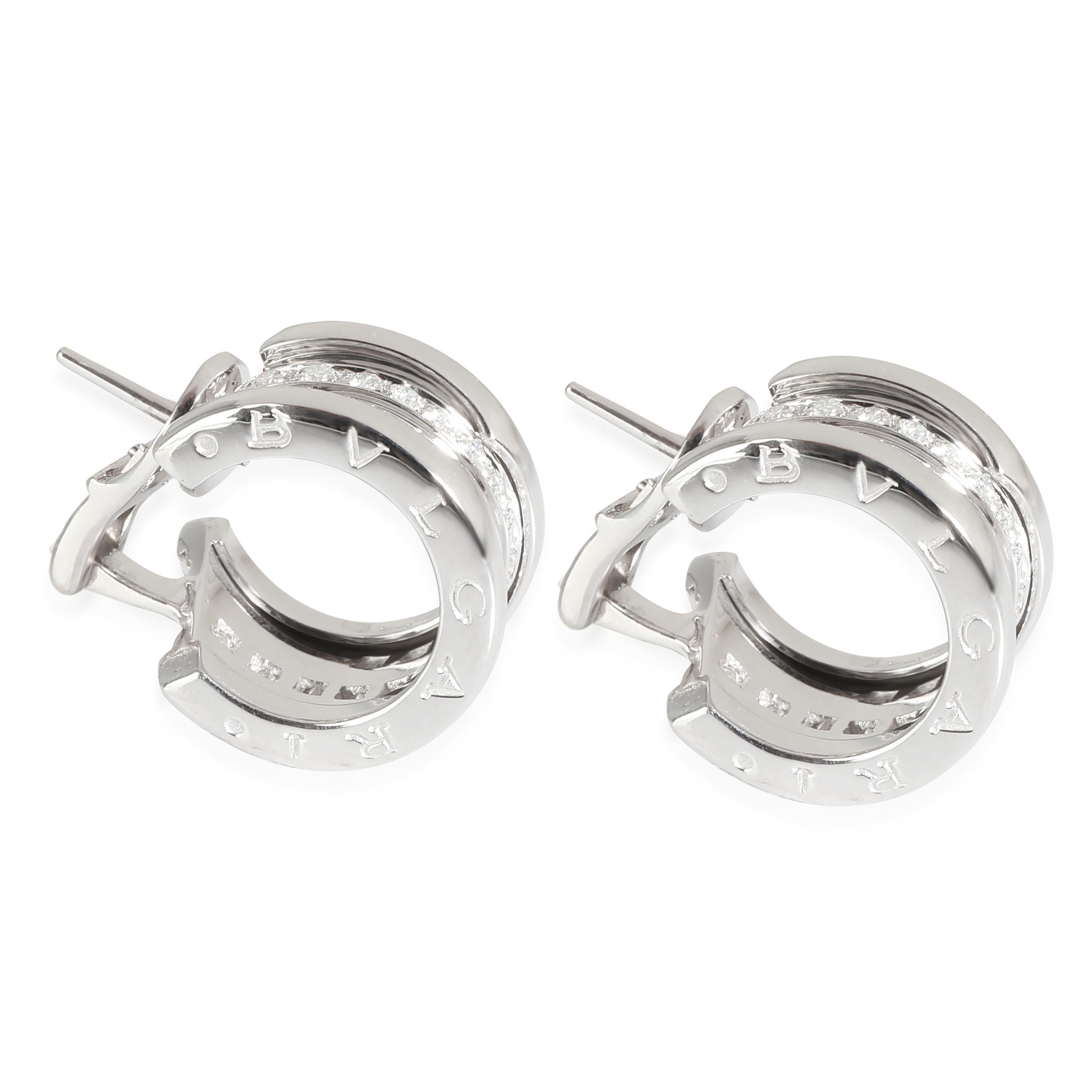 BVLGARI B.zero1 Hoop Earring in 18K White Gold 1.08 CTW In Excellent Condition For Sale In New York, NY
