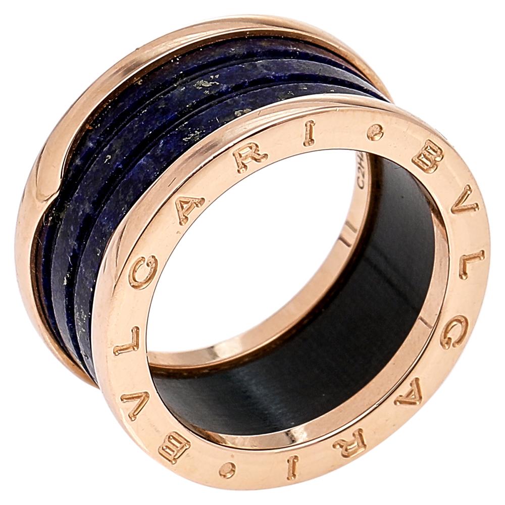 Bvlgari B.Zero1 Lapis Lazuli 18K Rose Gold 4-Band Ring Size 59 2