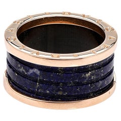 Bvlgari B.Zero1 Lapis Lazuli 18K Rose Gold 4-Band Ring Size 59