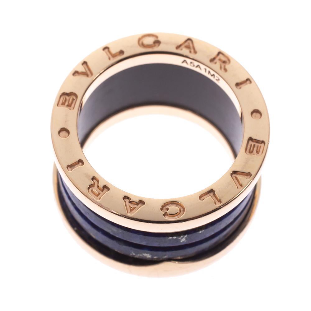 Bvlgari B.Zero1 Lapis Lazuli 18K Rose Gold Band Ring Size 48 In Good Condition In Dubai, Al Qouz 2