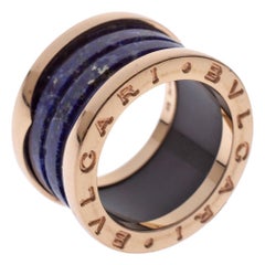 Bvlgari B.Zero1 Lapis Lazuli 18K Rose Gold Band Ring Size 48
