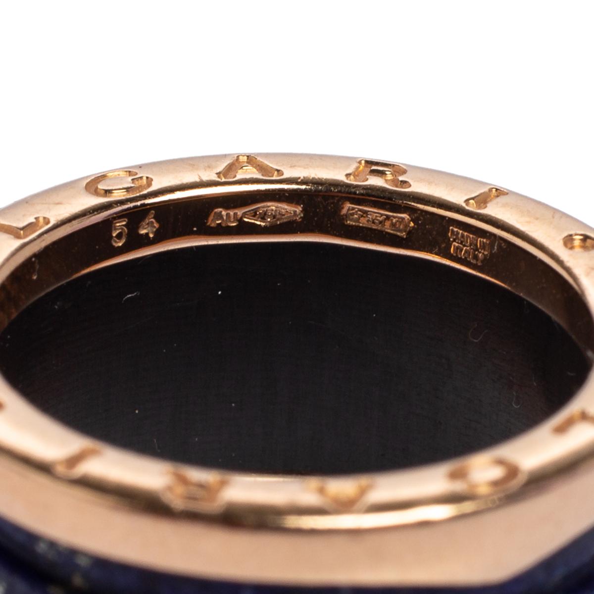 Bvlgari B.Zero1 Lapis Lazuli 18K Rose Gold Band Ring Size 54 2