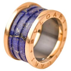 Bvlgari B.Zero1 Lapis Lazuli 18K Rose Gold Ring Size 52