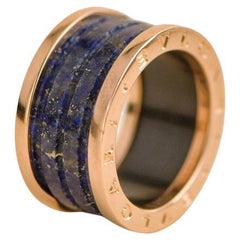 Bvlgari B.Zero1 Large Lapis Lazuli Rose Gold Ring Size 55