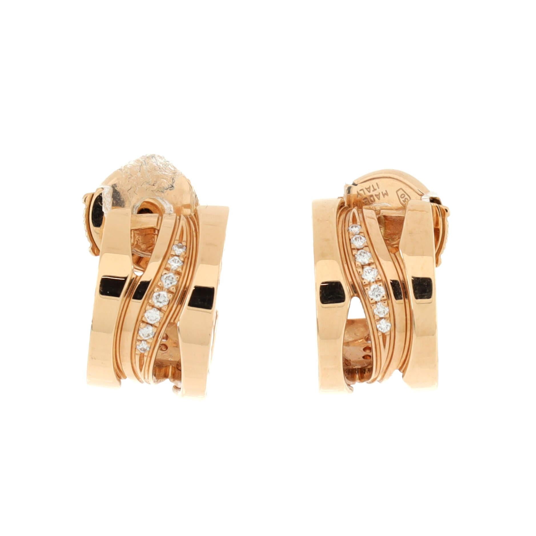 Bulgari 18kt Rose Gold Diamond Small B.Zero 1 Hoop Earrings at 1stDibs | bvlgari  earrings rose gold, bzero earrings, bvl earrings
