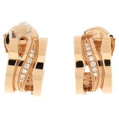 Bvlgari B.Zero1 Legend Hoop Earrings 18k Rose Gold and Diamonds Small