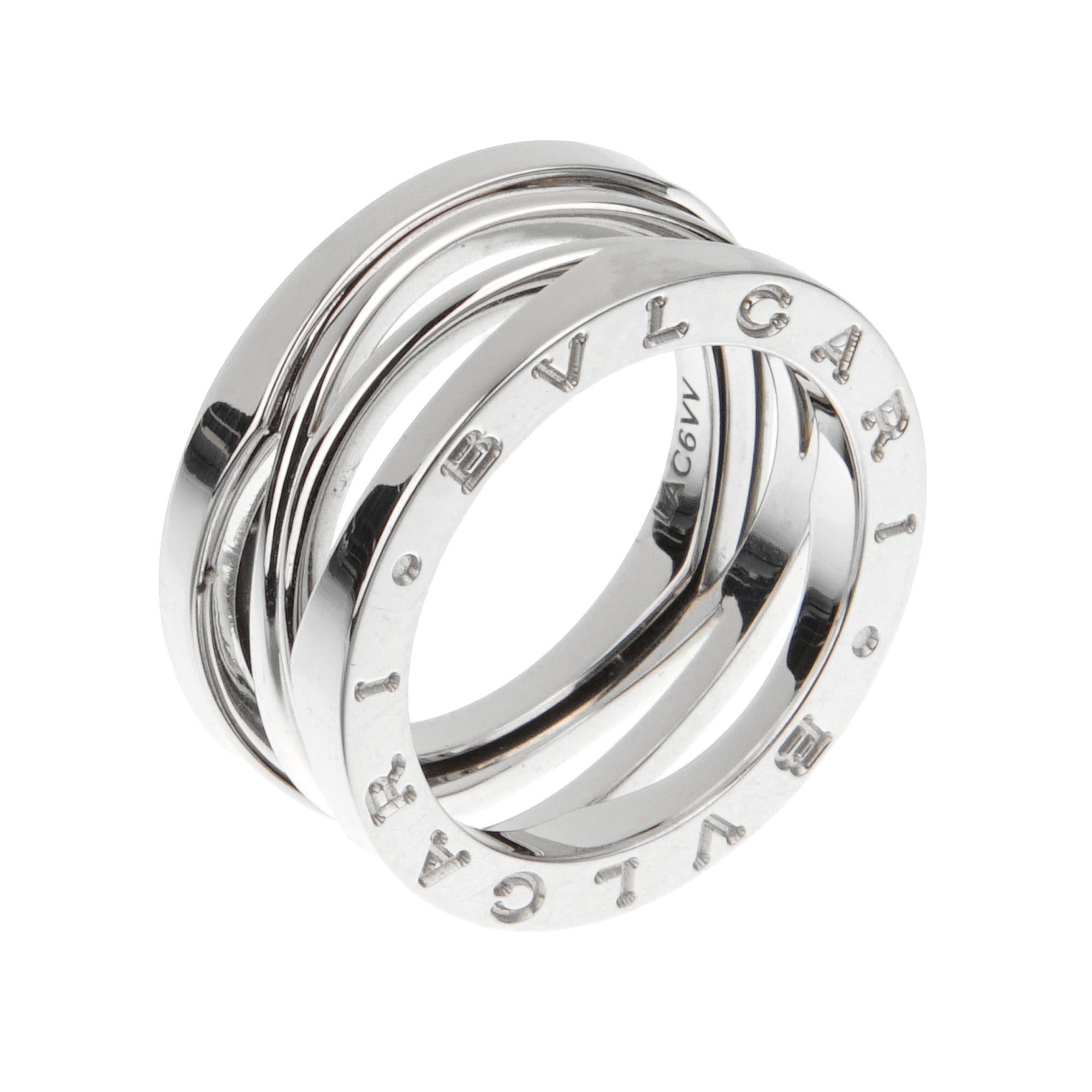 Bvlgari B.zero1 Legend Three Band White Gold Ring Sz 5 1/2 In Excellent Condition For Sale In Feasterville, PA