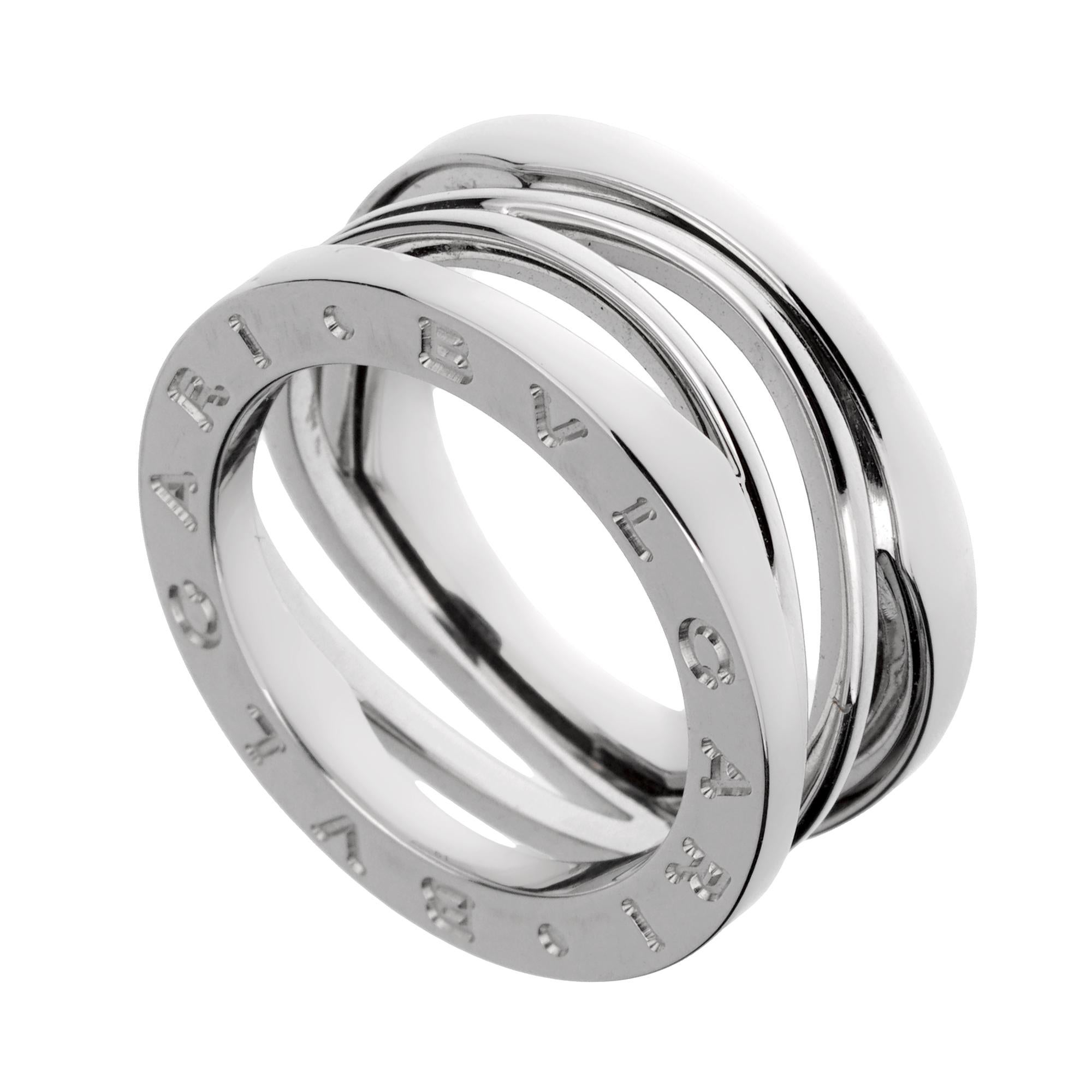 Women's or Men's Bvlgari B.zero1 Legend Three Band White Gold Ring Sz 5 1/2 For Sale