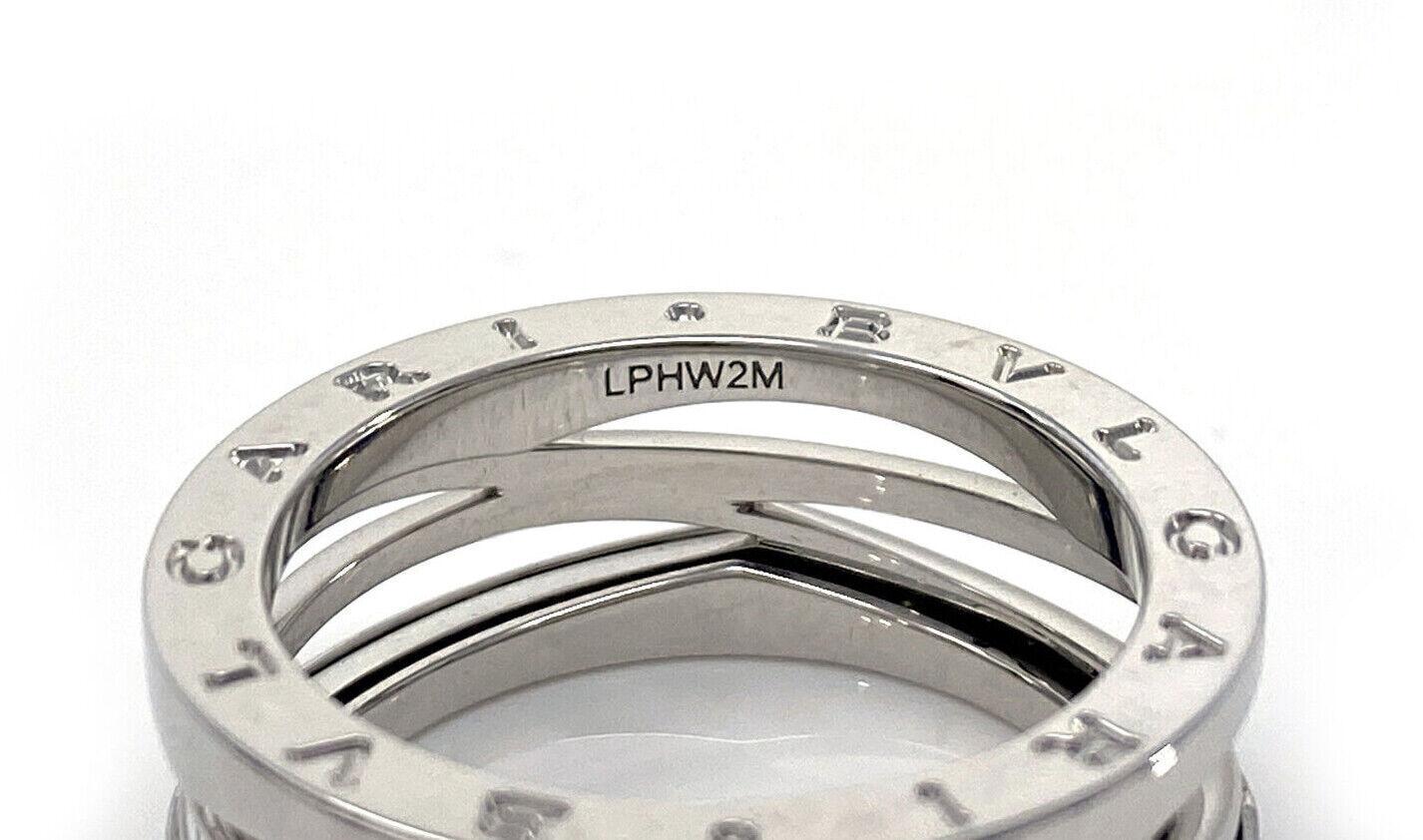 da uomo o donna Anello Bvlgari B.zero1 Legend Wave in oro bianco 18 carati con certificato Taglia 10 / EU 63 in vendita