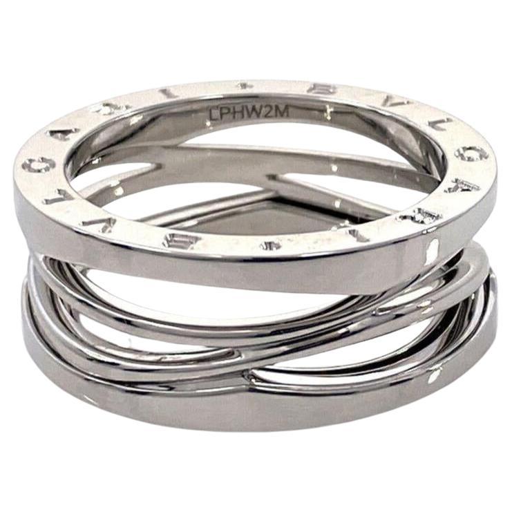 Anello Bvlgari B.zero1 Legend Wave in oro bianco 18 carati con certificato Taglia 10 / EU 63 in vendita
