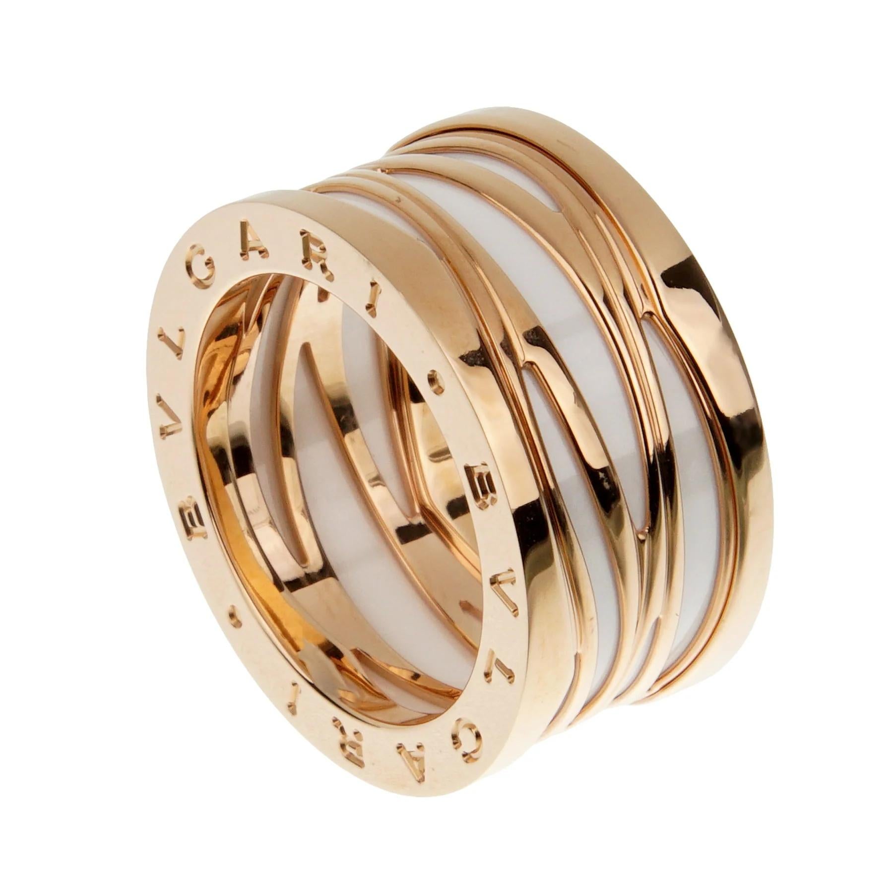 Bvlgari B.zero1 Legends Anello in ceramica oro rosa Sz 11 In condizioni ottime in vendita a Feasterville, PA