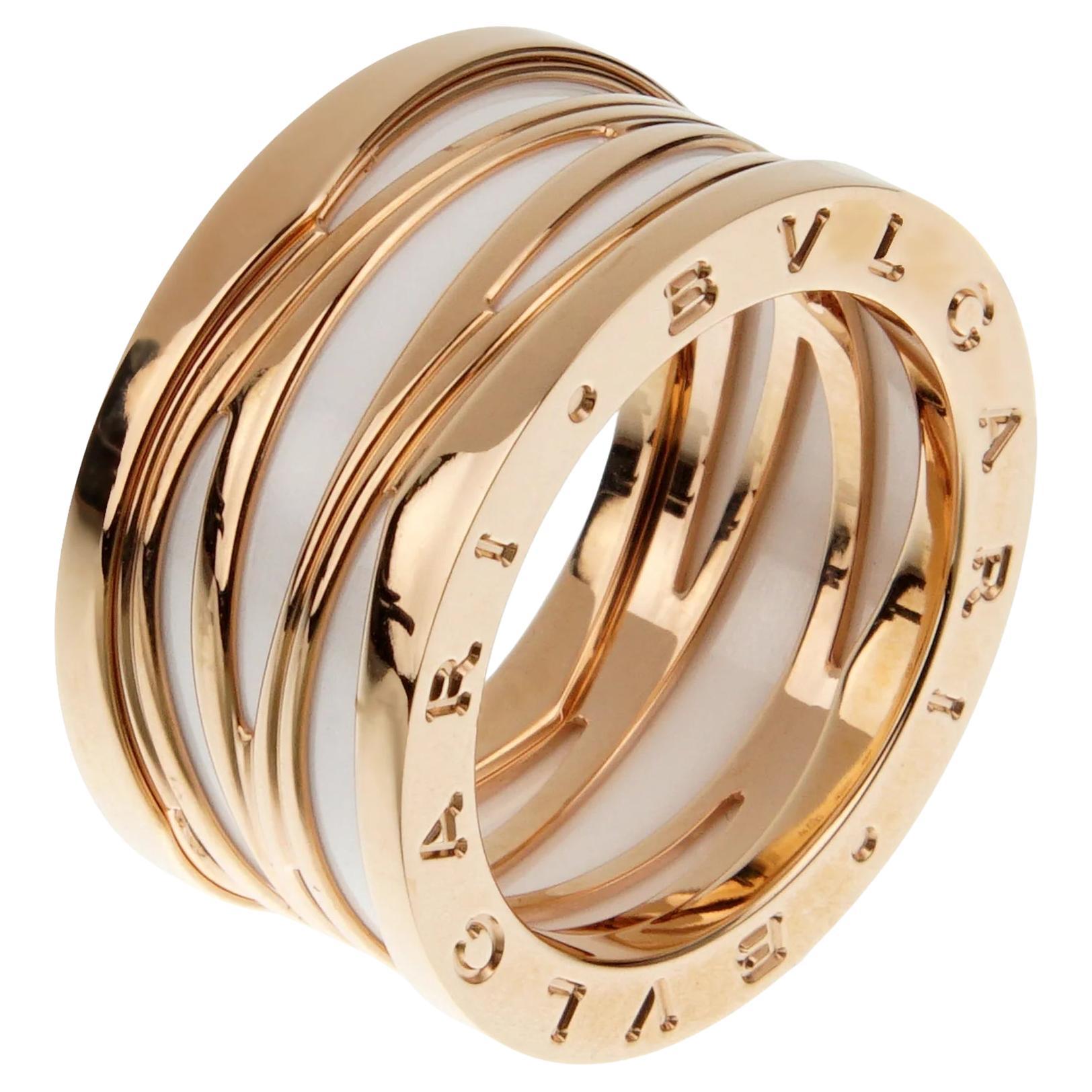 Bvlgari B.zero1 Legends Rose Gold Ceramic Band Ring Sz 11