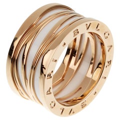 Bvlgari B.zero1 Legends Rose Gold Ceramic Band Ring Sz 11