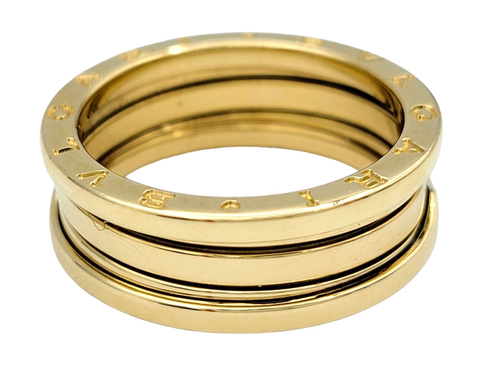 Contemporary Bvlgari B.ZERO1 Logo Etched Three-Band Modern Band Ring in 18 Karat Yellow Gold For Sale