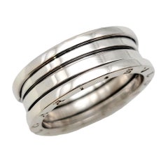 Bvlgari B.ZERO1 Logo Etched Three-Band Wide Modern Band Ring 18 Karat White Gold