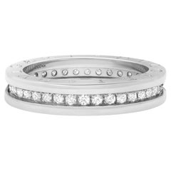 Bvlgari B.Zero1 One Band Pave Diamond Ring 18K White Gold 0.48Cttw Size 54 US 7