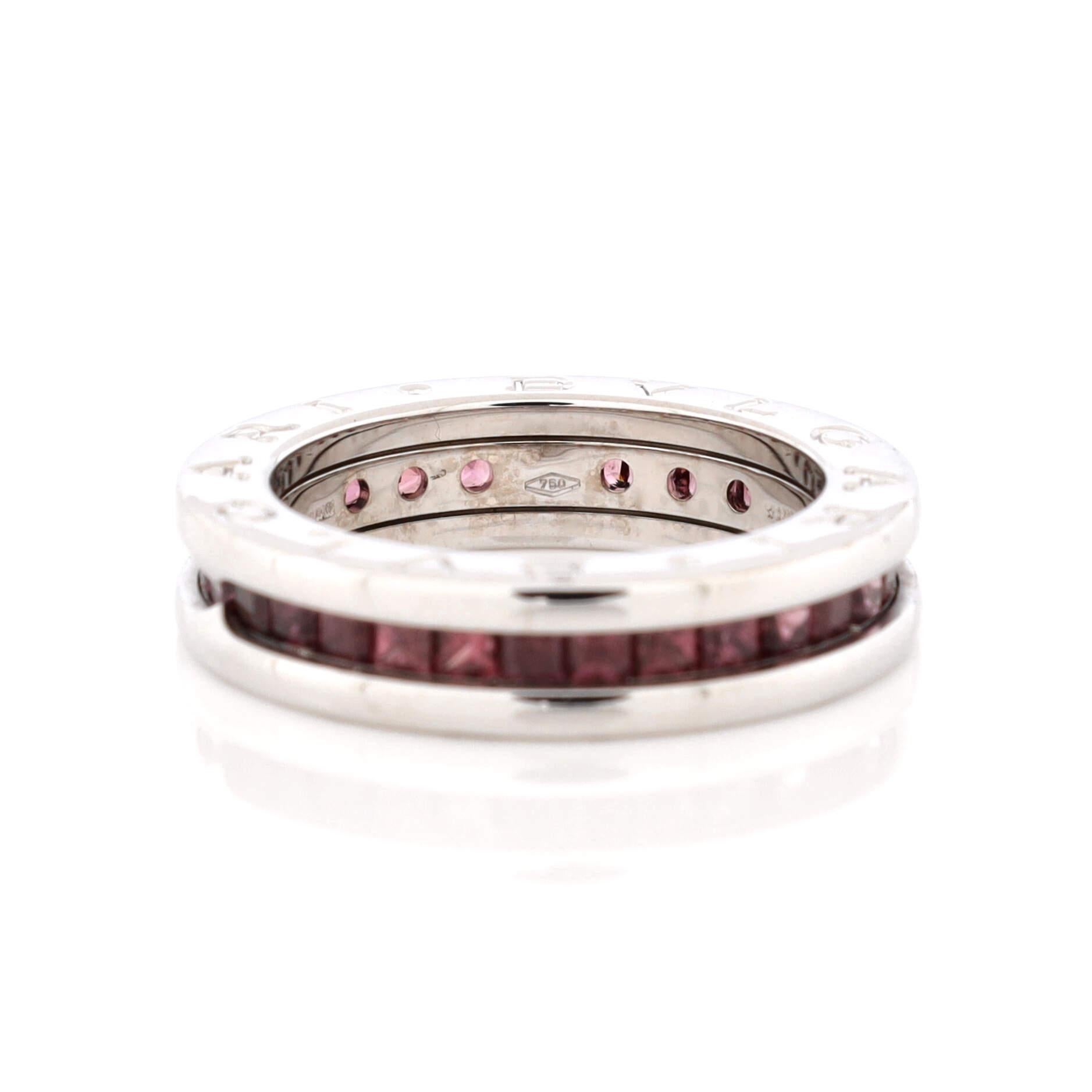 Bvlgari B.Zero1 Ein-Ring aus 18 Karat Weißgold und Granat Damen
