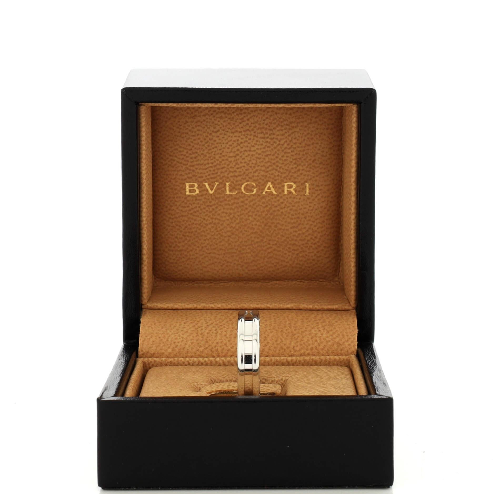 Condition: Great. Minor wear throughout.
Accessories: No Accessories
Measurements: Size: 5.75 - 51, Width: 5 mm
Designer: Bvlgari
Model: B.Zero1 One Band Ring 18K White Gold
Exterior Color: White Gold
Item Number: 214403/18