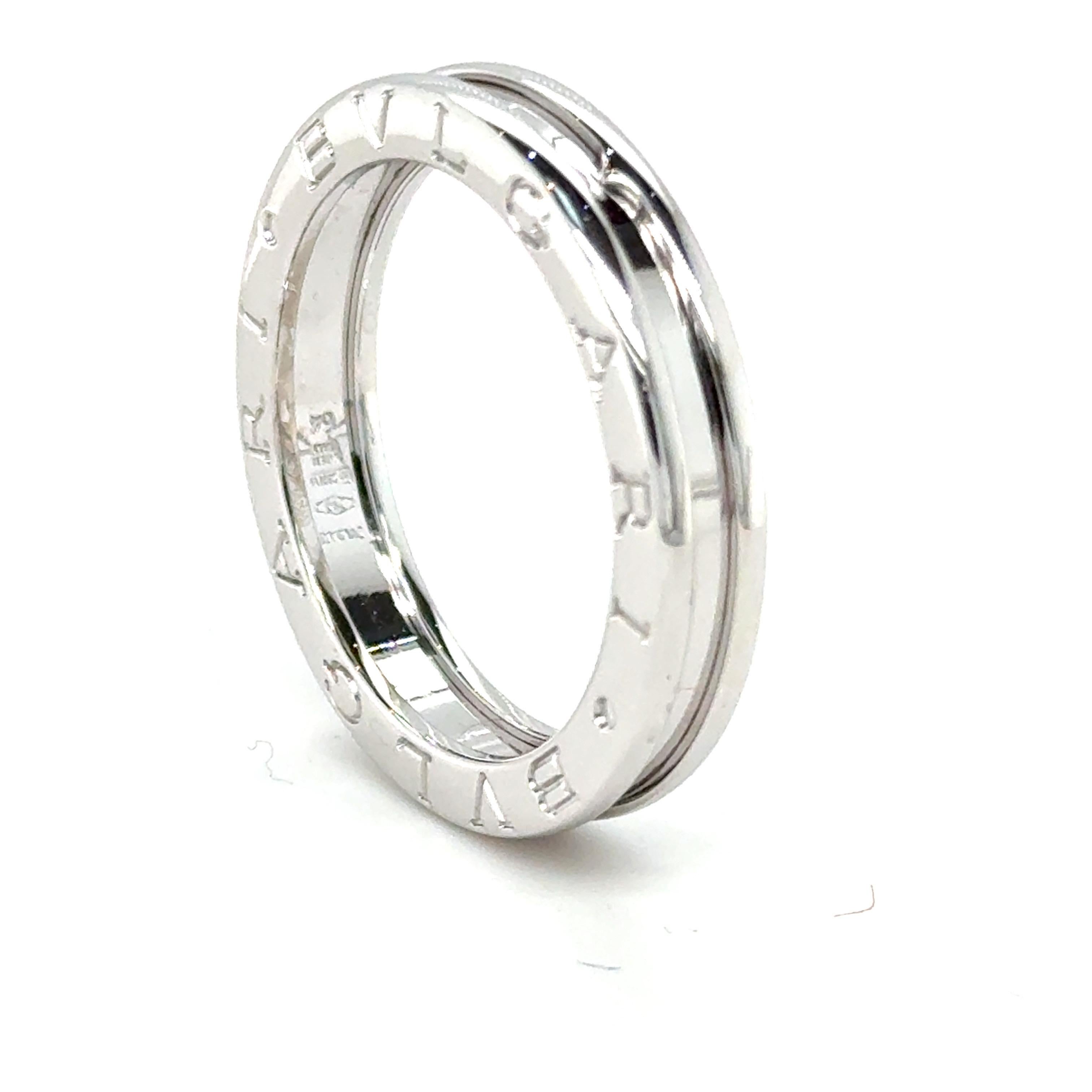Bvlgari B.Zero1 One Band Ring Size V 1/2 (64) - 18ct White Gold For Sale 5