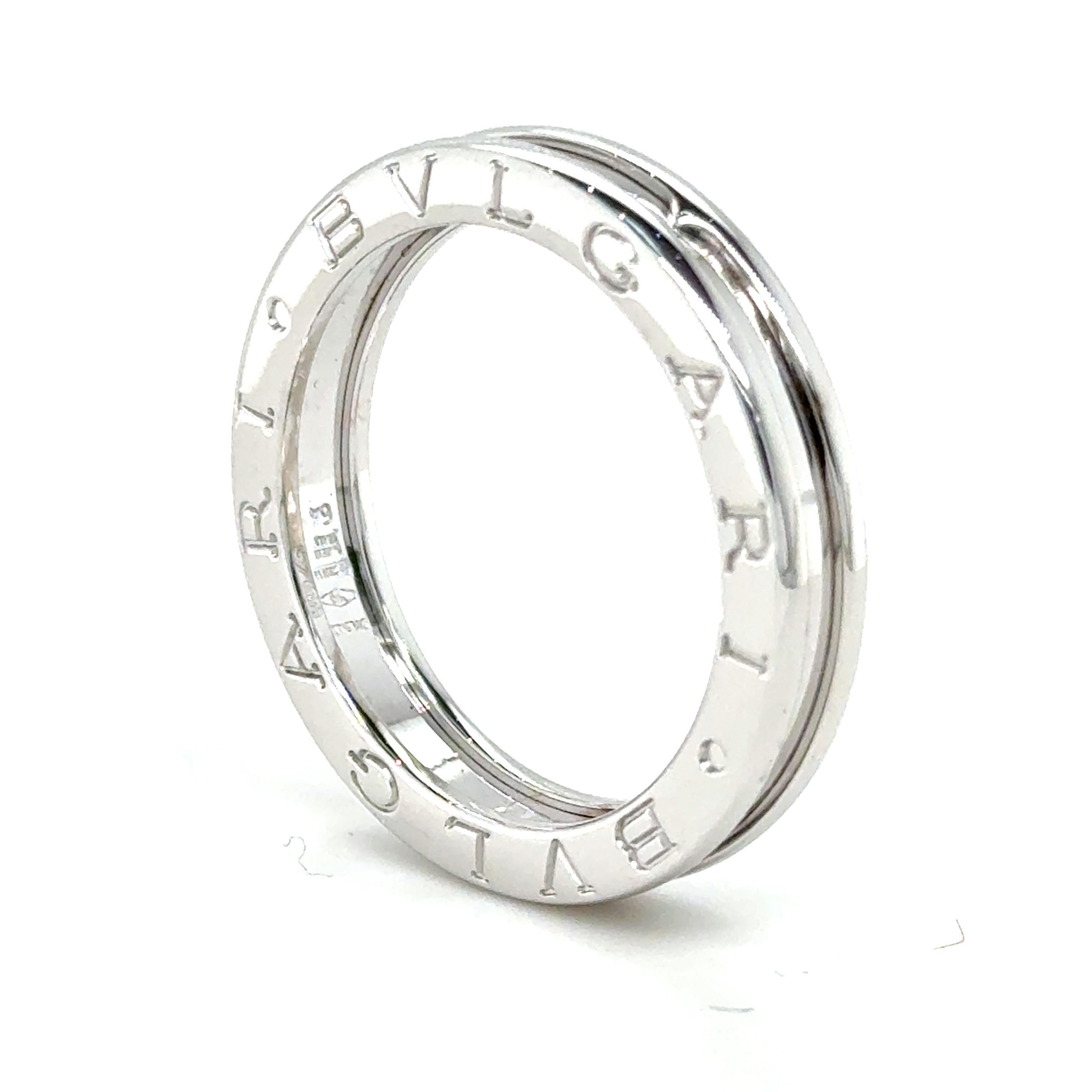 Bvlgari B.Zero1 One Band Ring Size V 1/2 (64) - 18ct White Gold For Sale 1