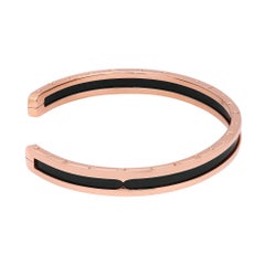 Bvlgari B.Zero1 Open Cuff Bangle Bracelet 18K Rose Gold and Ceramic Size M
