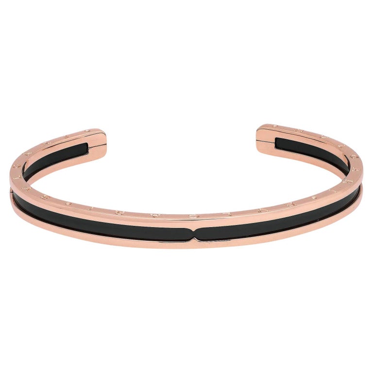 Bvlgari B.Zero1 Open Cuff Bangle Bracelet 18K Rose Gold and Ceramic
