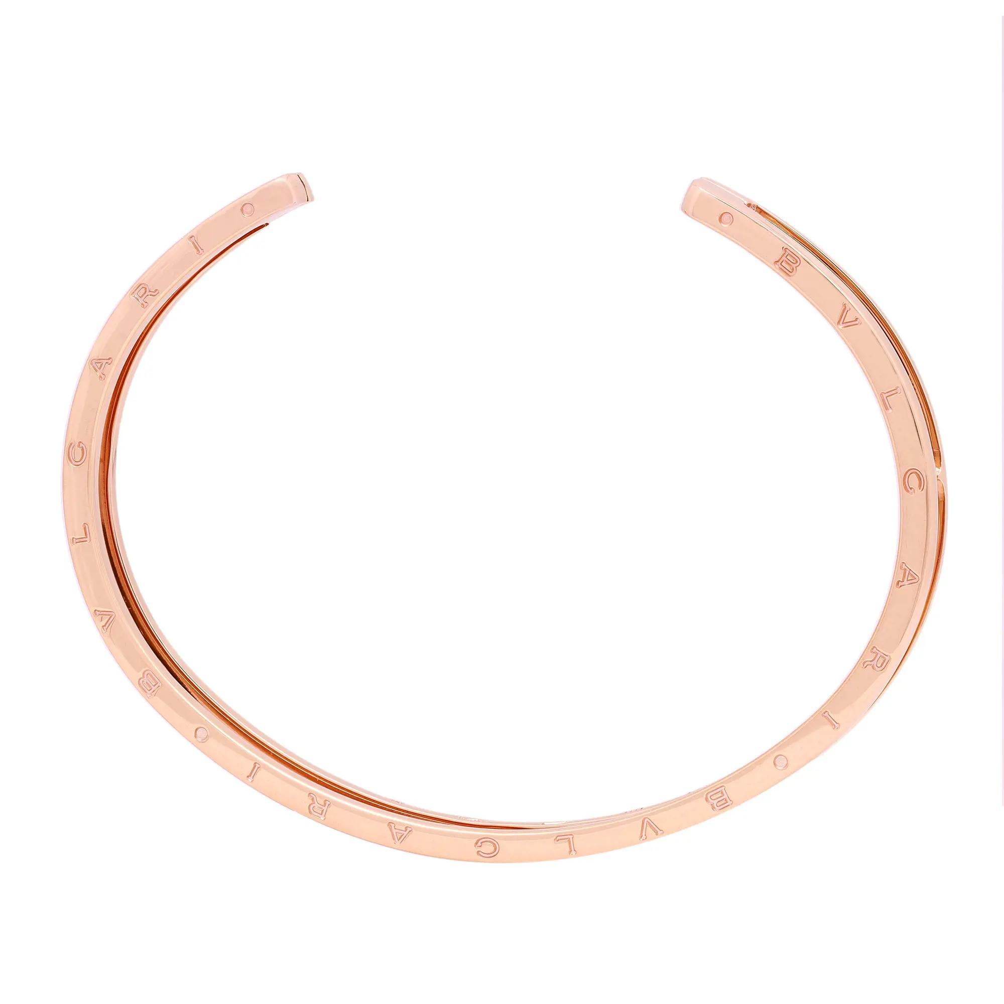 Bvlgari B.Zero1 Offener Manschettenarmband aus 18 Karat Roségold Größe M (Moderne)