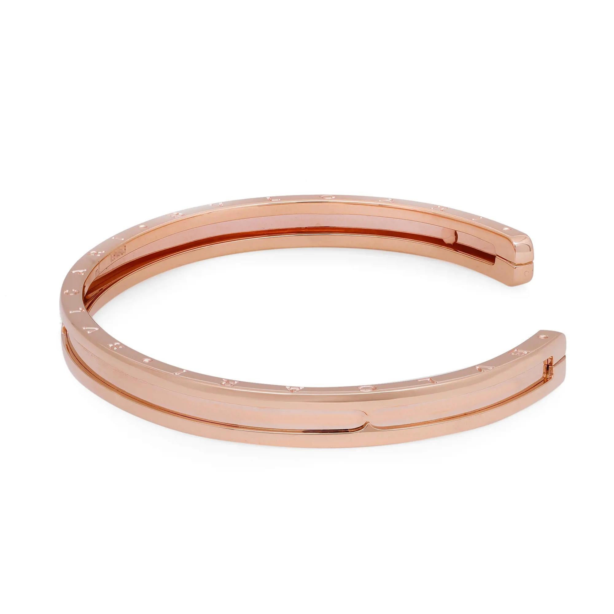 Bvlgari B.Zero1 Offener Manschettenarmband aus 18 Karat Roségold Größe M im Zustand „Neu“ in New York, NY