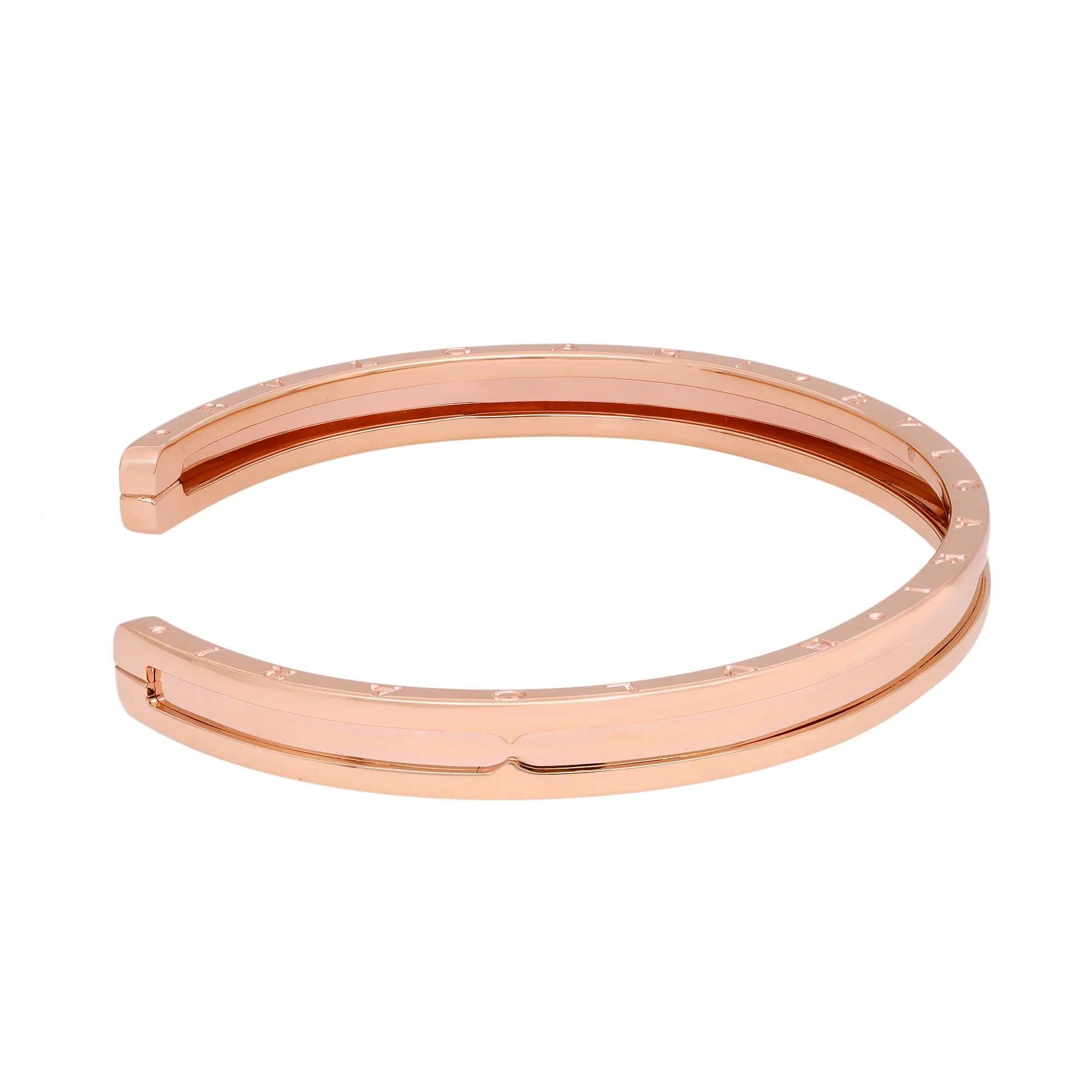 Bvlgari B.Zero1 Offener Manschettenarmband aus 18 Karat Roségold Größe M für Damen oder Herren