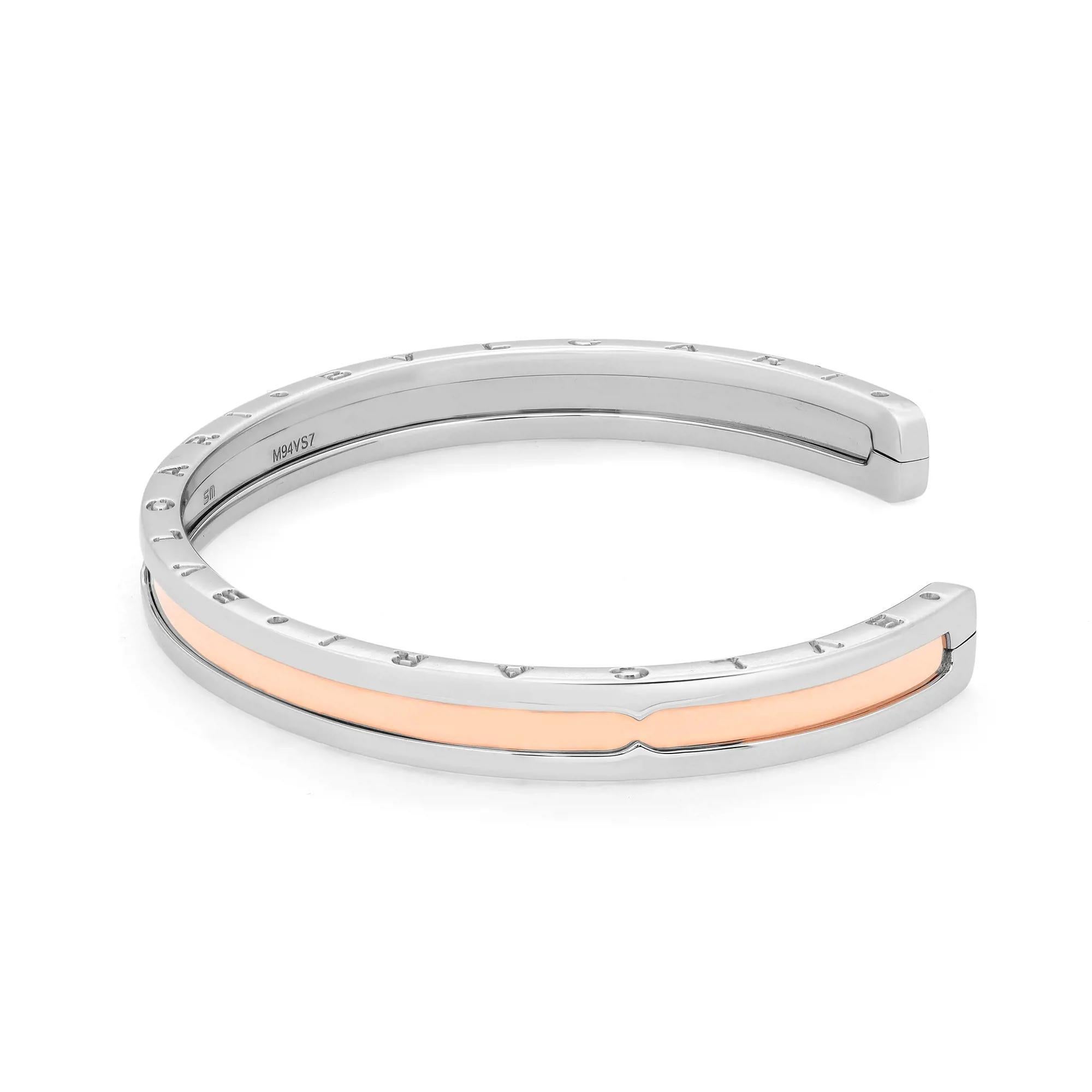 Offener Armreif von Bvlgari B.Zero1 aus 18 Karat Roségold und Edelstahl Gr. S-M (Moderne)
