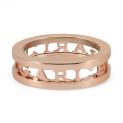 Bvlgari B.Zero1 Openwork Logo Spiral One Band Ring 18K Rose Gold SZ 52 US 6